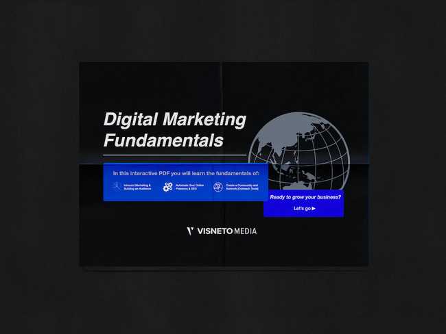 Image showing the first page of the digital marketing pdf created by Taishi Walden for Visneto Media.