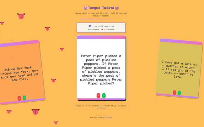 Image showing the features of the tongue twister card game.